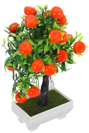Cabilock Künstliche Orangenbaum Pflanze Simulation Bonsai Dekoration Für Wohnzimmer Büro Desktop Ornament Pflegeleicht