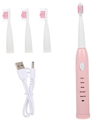 COLLBATH Elektrische Kinderzahnbürste Weich mit USB Ladung Kunststoffzahnbürste mit Abnehmbarem Bürstenkopf Tiefenreinigung für Kinderhand Cartoon Design Mundpflege für Kinder