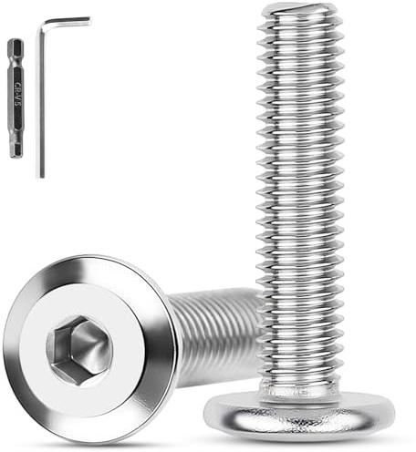 XRXYMQ 10 Stück M8 Schrauben M8x60 mm Flachkopfschrauben Edelstahl A2 V2A | Linsenkopfschrauben, Innensechskant Silber, Korrosionsbeständig, Inklusive Hex Key, Haushaltsgeräte, Bauwesen