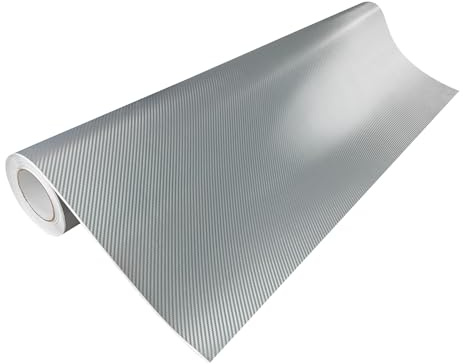 Carbon Folie 100x200 cm | Carbonfolie matt mit Luftkanal-Kleber und UV-Schutz | Selbstklebend Autofolie für Innen und Außen | Auto Folierung für Tuning | Carwrappingfolie | Carbon 3D Silber