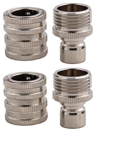 4 connettori rapidi per tubi dell'acqua, in acciaio inox 3/4, adattatori maschio e femmina per raccordi per tubi flessibili