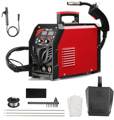 ISINEVER MIG/MMA/TIG 3 in 1 Schweißgerät 250A | Inverter Synergie mit Digitalanzeige | 220V EU-Stecker | Fülldraht & Schutzgas | Kompakt für Anfänger & Profis Schwarz
