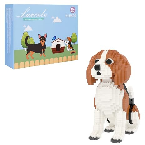 Larcele 964 Piezas Bricolaje Micro Perro Bloques de Construcción Set para mayores de 12 Años KLJM-02(Beagle)