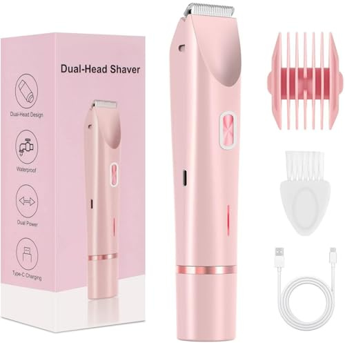 The Trimmie 2.0 By Ezme 2 in 1 Intimrasierer Für Frauen Dual Head Elektrorasierer mit USB-C-Laden, wasserdichter Damenrasierer für Gesicht, Beine und Arme für empfindliche Haut