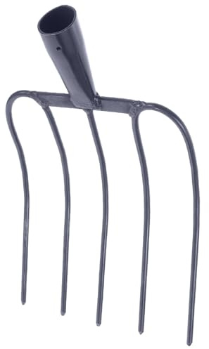 jojofuny Forca per Letame in Ferro Resistente Forcone Agricolo Multifunzionale per Erba Utensile Portatile per Manutenzione Prati e Uso Rurale