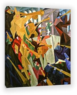 Hau3sh3a Kunstdruck auf Leinwand Lyonel Feininger Trompeter Leinwandbild Expressionismus Wandkunst Lyonel Feininger Bild auf Leinwand Heimdekoration40x30cm(16x12in) Innenrahmen