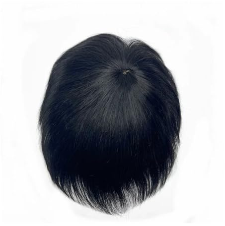 Peluca de hombre con peluquín de cabello humano con sistema de reemplazo de cabello de PU alrededor, prótesis masculinas for hombres con calvicie y cinta adhesiva. Suave y Transpirable(13x18 cm)
