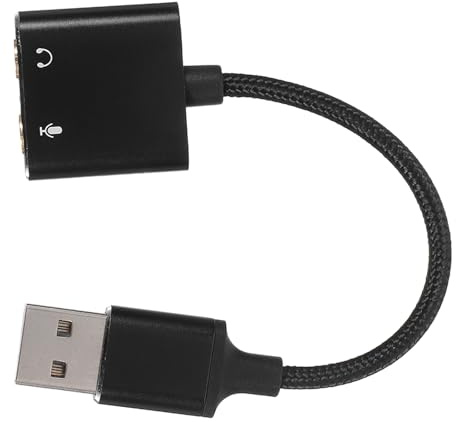 USB External Sound Card Adapter Black Aluminium Alloy and Pvc | Plug and Play, Stable Sound Quality, Two-in-one Design for Tablet and Smartphone Use