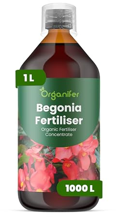 Flytande gödsel för begonia 1L – Organisk flytande gödsel för riklig blomning & frodiga blad – Främjar rötter & vitalitet – Organifer