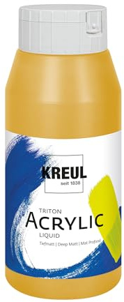 KREUL 17030 - Triton Acrylic Liquid Gold 750 ml, Hochwertige Künstler-Acrylfarbe in Studienqualität mit leicht fließendem Charakter, tiefmatt auftrocknend