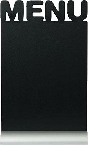 SECURIT - Lavagna Da Tavolo Silhouette Menu - Per Pennarelli A Gesso Liquido - Per Caffè, Ristoranti, Bar - Inserto Rimovibile - Base In Alluminio - 34,2x21x6cm - 1 Pennarello Bianco Incluso