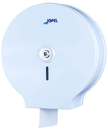 Jofel - Großer industrieller Toilettenpapierhalter, Rollenpapierspender bis zu 400 m, max. 260 mm Durchmesser, Dorn von 18 bis 55 mm, weißes laminiertes Stahlgehäuse, Classic AE13300