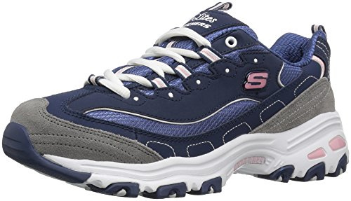Skechers Sport Women's D'Lites Fashion Sneaker, Navy/Grey/White, 5.5 M US