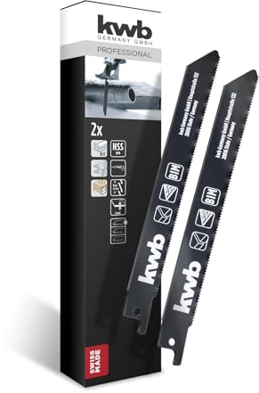 kwb Säbelsägeblätter zur Metallbearbeitung, Bi-Metall, hochelastisch, gefräste und geschränkte Zähne, durchgehärtetes Blatt, 2 Stück