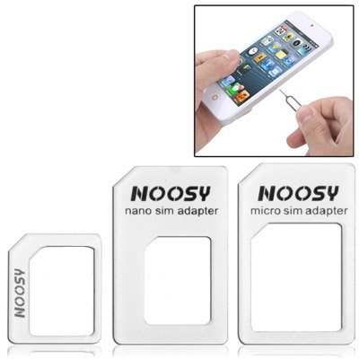 Adaptador 4 en 1 Nano SIM A SIM, Nano SIM a Micro SIM, Micro SIM a SIM + Herramienta Llave Extraccion SIM/MICRO SIM Para iPhone, iPad, iPad Mini UNIVERSAL Color BLANCO