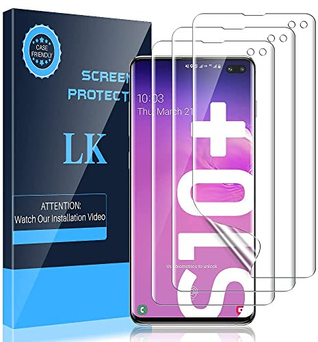 LK 3 Stück Schutzfolie Kompatibel mit Samsung Galaxy S10 Plus | Selbstheilende TPU-Folie, Anti-Kratzer, keine Blasen, Berührungsempfindlich, Unterstützung In-Display Fingerabdruck-Scanner