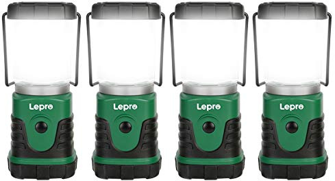 Lepro Camping Lantern Battery Powered, Portable Small Camping Tent Lights AA Battery Operated, Dimmable Warm White to Daylight Modes, Battery Lanterns for Indoors, Power Cuts, Emergency, Pack of 4