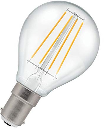 Crompton Lamps LED Golfball 5W SBC-B15d Dimmable Filament (40W Equivalent) 2700K Warm White Clear 470lm SBC Small Bayonet B15 Round Light Bulb