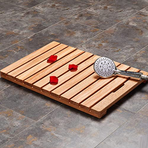 Zhaomi Massivholz-Bambus Badematte,Badematte aus Holz,Bodenmatte,Natürliche Duschmatte,zur Einfachen Aufbewahrung,für Dusche,Spa,Pool,Badezimmer,Wanne (30x30cm/11.8x11.8in)