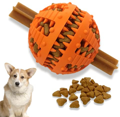 PawsOnly | Hundespielzeug | Leckerli Ball für Hunde | Intelligenzspielzeug | Snackball Hund | Hundebeschäftigung | Futterball Naturkautschuk | Welpenspielzeug | Zahnputzball (Klein 6 cm, Orange)