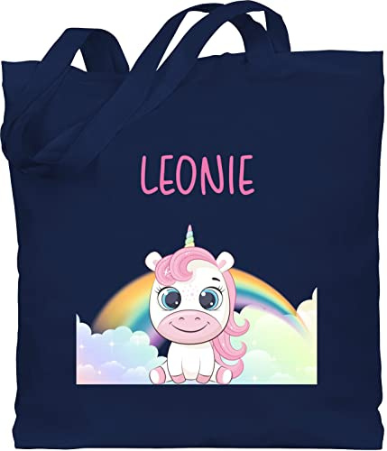 Geschenk mit Namen personalisiert by Shirtracer - Baumwolltasche - Einhörner - Süßes Einhorn mit Name personalisiert I Unicorn