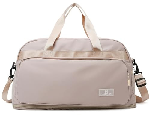 Vllcsla Borsa Palestra Leggero Impermeabile, Espandibile 37,7 L a 50,7 L, con Tasca Bagnata, Borsa Sportiva Donna, Borsa da Viaggio da Palestra con Manica, Borsone Weekender Unisex Adulto, Cachi