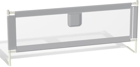 Ikodm 2 barandillas de cama para niños, 2 unidades, 200 cm, altura regulable de 64 – 96 cm, protección contra caídas, barandilla para cuna, barandilla para cuna de bebé, color gris