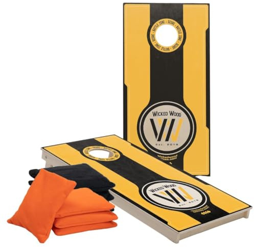 Cornhole Set – 120 x 60 cm – Wicked Wood – Battle Zone Design – UV-tryck Direkt på Trä (100%) – Officiell ACL-rekommendation – Inkluderar 2 x 4 Påsar – För Inomhus & Utomhus