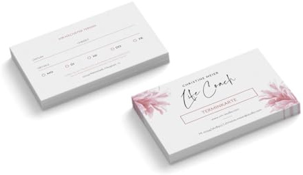 Terminkarten personalisierbar | Pink Flower | 2-seitig | Querformat | Menge wählbar | Terminzettel | nächster Termin | Blumen | Wellness | Beauty | Praxis (1000 Stück)