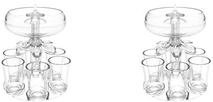AutoSwan 2X Drink Dispenser with 12 Shot Glasses Set - Acrylic Touchless Liquor Dispenser for Beverage Cider Cocktail