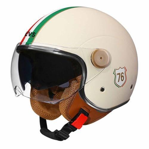 Halbschalenhelm Brain-Cap Vintage Motorrad Halbhelme Erwachsene Halbschalenhelm Jethelm Roller-Helm Scooter-Helm ECE/DOT-Zulassung Unisex Offenem Helm 11,XL:61-62CM