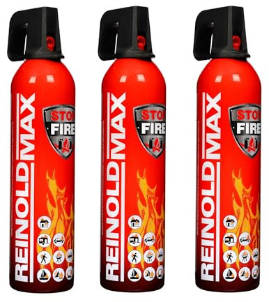 IWH - Spray antincendio 750 ml | Estintore compatto A+F ideale per campeggio, auto, casa e tempo libero | Piccolo spray antincendio ideale anche per i viaggi | Contenuto: 3 x 750 ml; altezza: 315 mm