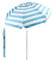 Parasol de plage aluminium/polyester Ø 200 cm. Bleu et blanc. Tiges en fibre de verre. Protection UV. Système anti-vent.