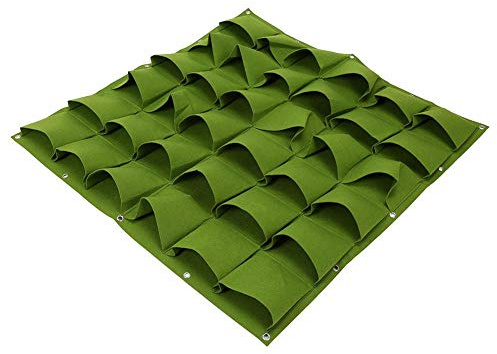 WPKD BLUEIY Pflanztaschen Hängend,36 Taschen Vertikale Garten Pflanzwand,Pflanztaschen Hängend Filz,Hängepflanzgefäße Wand,für Garten,Zuhause,Balkon(1x1m,750g,Grün)