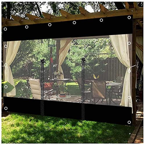 Strapazierfähige transparente Abdeckplane für Pergola/Terrasse, 1,8 x 2 m, wasserdichte Outdoor-Planenvorhänge, transparente Pavillon-Seitenteile
