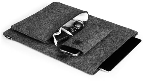 Durable MultiBag Filzhülle, Laptop Schutzhülle 16,4 Zoll, Anthrazit, 507158 | Filz Laptoptasche mit abnehmbarer Zubehör- und Handytasche, 40,5x30 cm, weicher Schutz vor Kratzern
