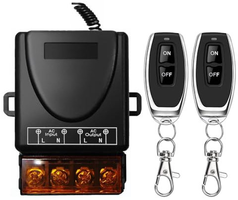 Interruttore a telecomando, AC 110 V/220 V/230 V/240 V, 30 A, interruttore radio RF, IP65, impermeabile, per porte a rotelle, pompe, apparecchiature elettriche e sistemi di allarme antifurto (100 m)