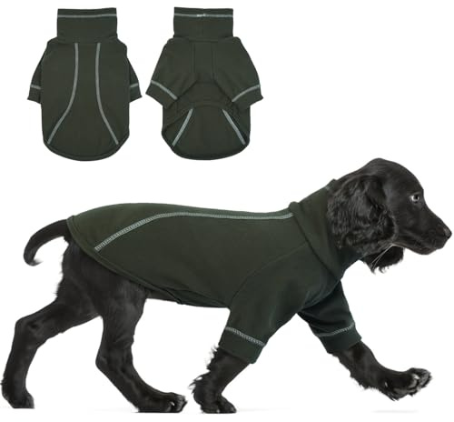 Hjumarayan Hundepullover - Dehnbarer Hunde Fleece Pullover, Warm Hundekleidung Rollkragen Hunde Pulli mit Beinen, Pullover Hund Klamotten für Cocker Spaniel, Dunkelgrün XL