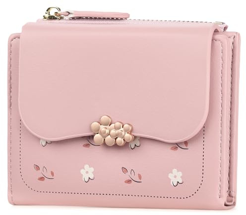 FALAN MULE Geldbörse Damen Klein, Mini Kurzer PU Leder Geldbeutel Damen mit RFID-Schutz, Kleines Portemonnaie mit 8 Kartenfächer und Zipper Münzfach Brieftasche, Portmonee Klein