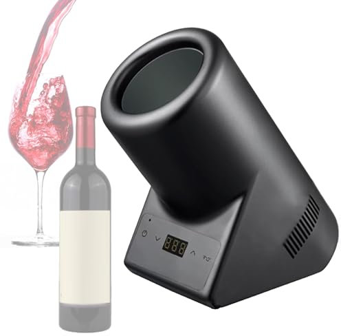 HYWQWJUK Wine Cooler Electric, Reusable Wine Chillers Bucket for Red & White Wine or Some Champagne, Stainless Steel Single Bottle Iceless Wine Cooler, 41°F-64°F/5°C-18°C(Black)