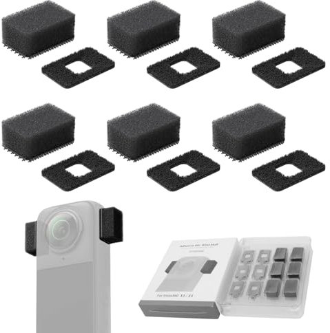 6 pezzi Mic Muff per Insta360 X4 Protezione Microfono Antivento, Microfono Parabrezza Schiuma Antivento Filtro Antivento Esterno Premium Copertura Antirumore per Insta360 X4