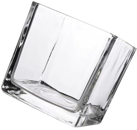 HAWILLOSCH Thick Square Hydroponic Glass Vase 15x15cm Decorative Cube Planter for Flowers Glass Desktop Centerpiece for Home and Office