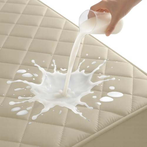 YSTELLAA Matratzenschoner Wasserdicht 180x200cm, Weiche Matratzenbezug Atmungsaktive, Mattress Protector Anti-Milben, Matratzenschutz Für Matratzen Topper Bis 30cm, Khaki
