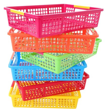 OSALADI 6pièces Lot De Bacs à Papier Plastique Colorés Pour Salle De Classe Bacs De Rangement Pour Documents Dossiers Et Jouets Organisateurs Empilables