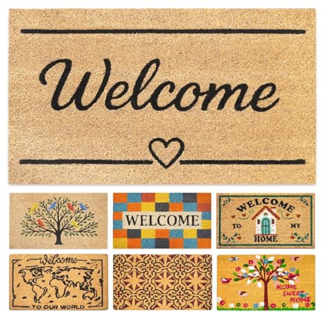 LUA VIKA Fußmatte Kokos - Classic Welcome - 40x70 cm - Fussmatte Aussen und Innen - Fussmatten Haustür - Türmatte Außen - Fußmatten - Kokosmatte Fußmatte