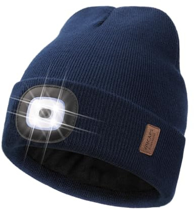 Wmcaps Mütze mit LED Licht, Warmem Fleece Futter Wintermütze mit Licht | Weiches Fleecefutter, Ultrahell LED-Leuchte, fürs Gassigehen bei Dunkelheit, Acrylmaterial, Geschenke für Männer Frauen