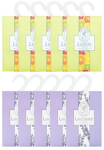 FUGLUS Lot de 10 désodorisants pour armoire,Désodorisants avec crochet,Désodorisants d'air,Sachets parfumés à la vermiculite,Sachets parfumés adaptés aux armoires,Bibliothèques,Étagères à chaussures
