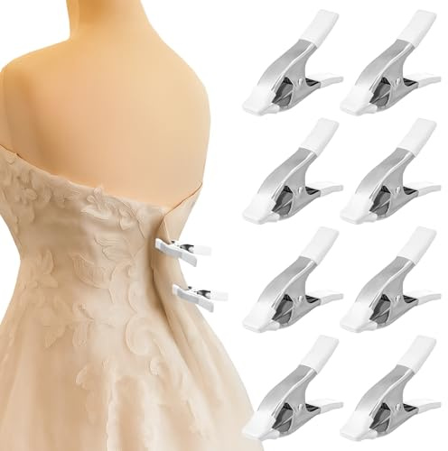 LemonRoad 8 Pack 1.97 Inch Dress Clips Clothing Clamps for Fitting Bridal Seamstress Mannequin Heavy Duty Fixed Clamp Wedding Photographer Fashion Designers Dress Makers Salespeople