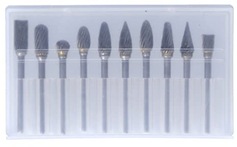 Tungsten Carbide Shaping File Set 10Pcs | Double & Single Cut Grinding Burr Heads 3mm Shank | Woodworking Tools for Wood/Plastic/Soft Metals | High Performance with Storage Box (Single Grain