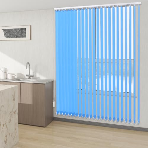 Apriltop 180x200cm Store à Lamelles pour Maison et Bureau, Fibre de Polyester et Alliage D'aluminium, Store Vertical Interieur, Matériel Montage Inclus, Protection de La Vie Privée (Bleu)